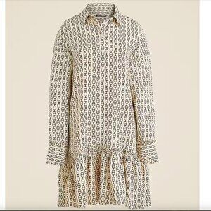 J. Crew Women's Size XXS Amelia popover Shirt Dress in vintage links‎ prints NWT